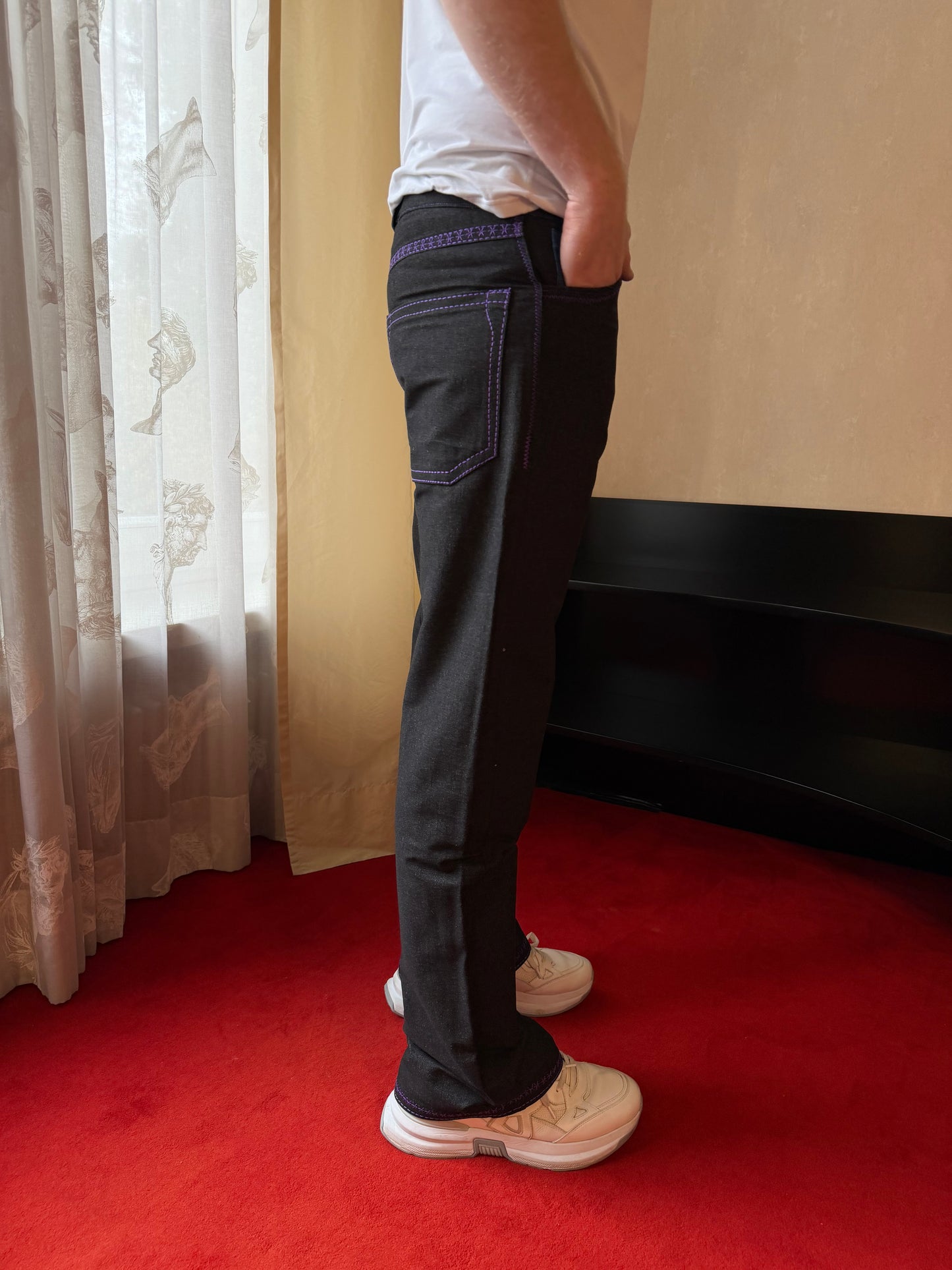 JEANS BLACK - LILA DOUBLE STITCHED / BLUE COIN POCKET